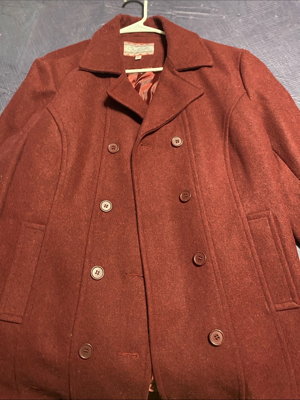 Classic Men's Double-Breasted Wool Coat in Rust